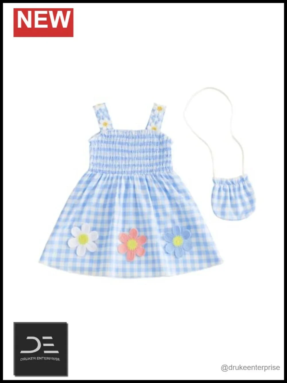 Toddler Girl Sleeveless Square Neck Floral Dress with Matching Bag